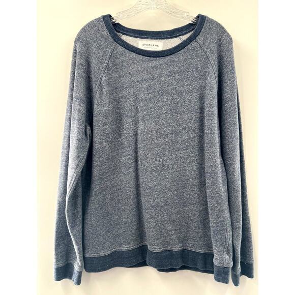 Everlane Tops - Everlane Women's Blue Heathered Cotton Long Sleeve Pullover Sweatshirt Sz Large